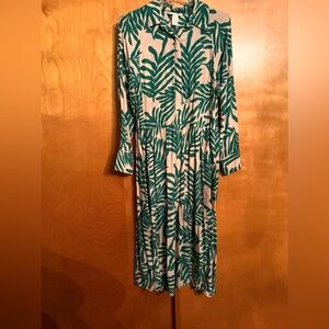 Green Leaf Print Women's Dress